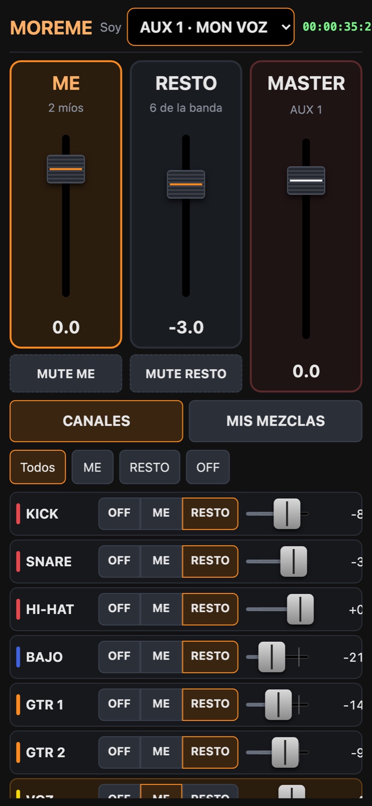 MOREME personal mix on a phone